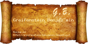 Greifenstein Benjámin névjegykártya